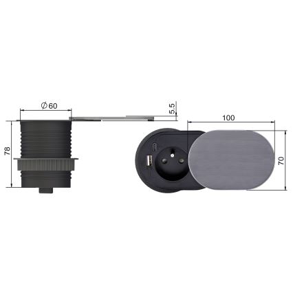 Integrato presa 1Z + USB A+C