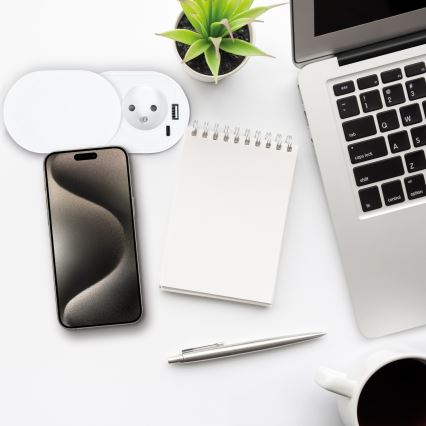 Presa da incasso 20W 1Z + USB A+C bianca