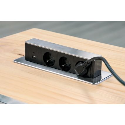 Colonna prese per piano della scrivania 3x230V + USB-A + USB-C