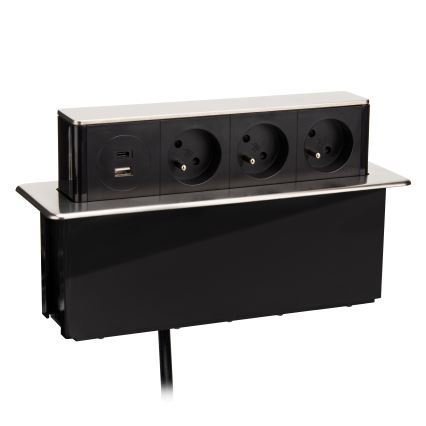 Colonna di prese per tavolo 3x230V + USB-A + USB-C