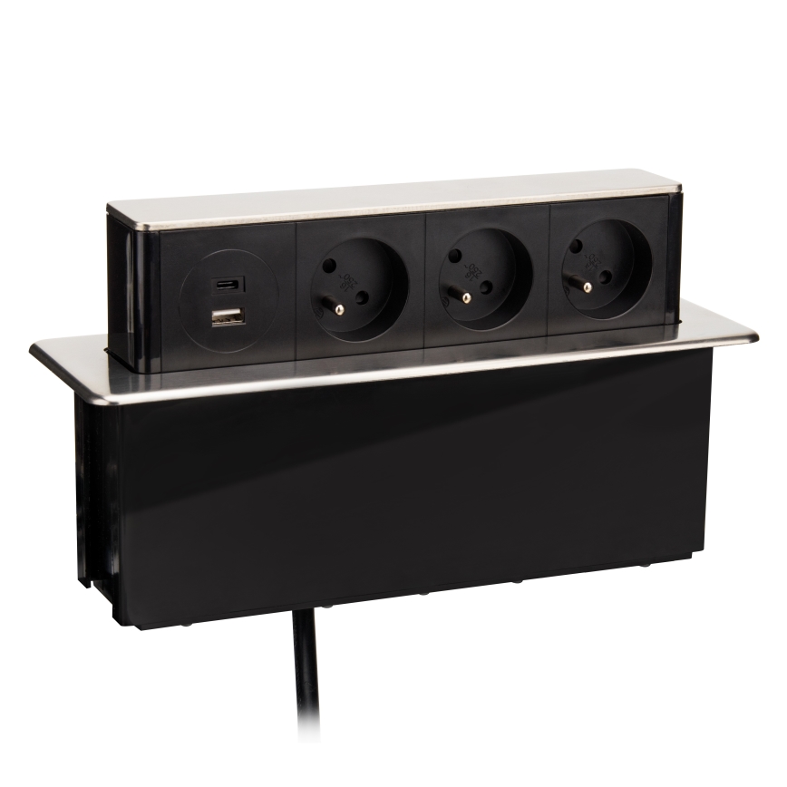 Colonna di prese per tavolo 3x230V + USB-A + USB-C