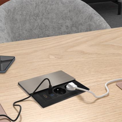 Presa da incasso 20W con 2 prese elettriche, USB-A, USB-C e HDMI