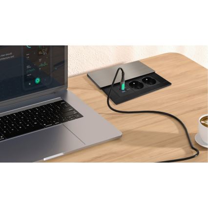 Presa da incasso con ricarica wireless da 20 W, 2 prese + USB-A + USB-C
