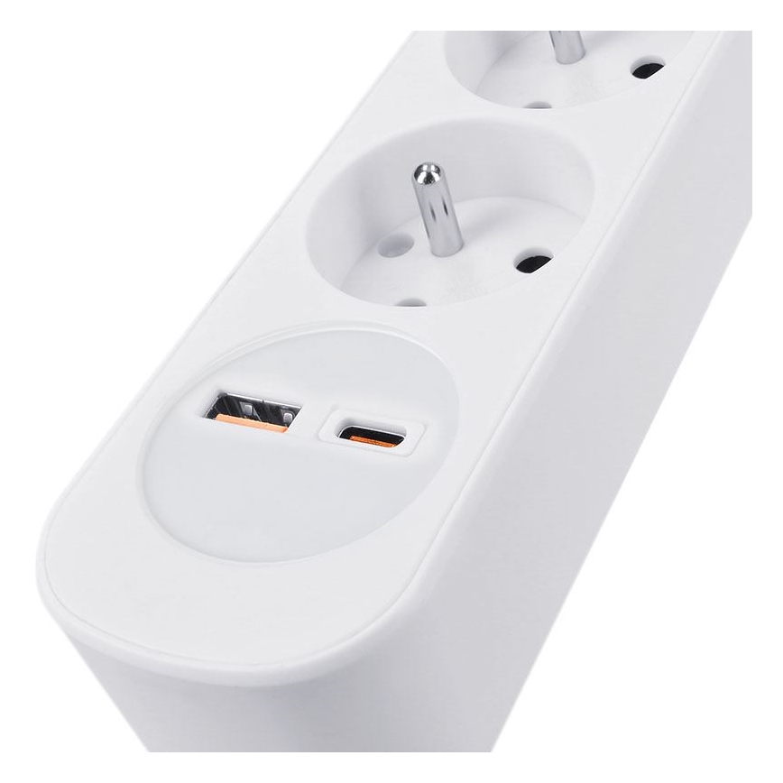 Multipresa 5Z con interruttore e ricarica USB A e C, cavo 3 m
