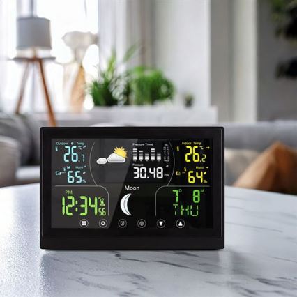 Stazione meteorologica con display a colori 5V/2xAAA, nera