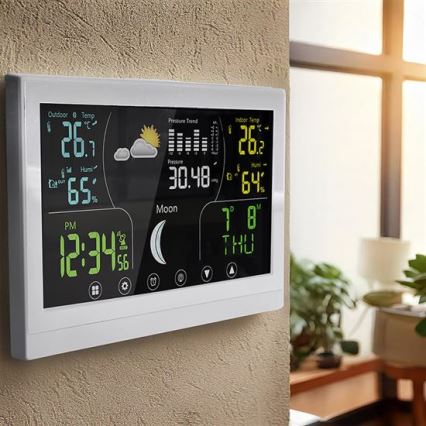 Stazione meteorologica con display a colori 5V/2xAAA bianca