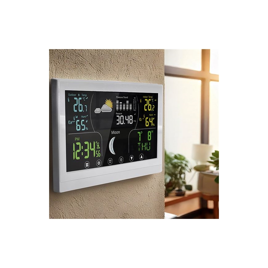 Stazione meteorologica con display a colori 5V/2xAAA bianca