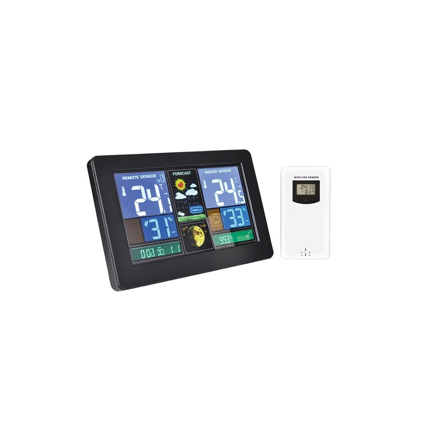 Stazione meteo con display LCD e ricarica USB nera
