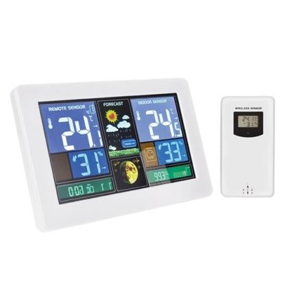 Stazione meteo con display LCD e ricarica USB bianca