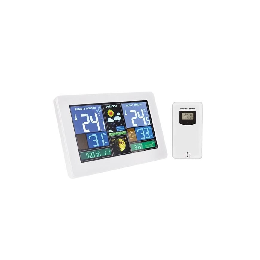 Stazione meteo con display LCD e ricarica USB bianca