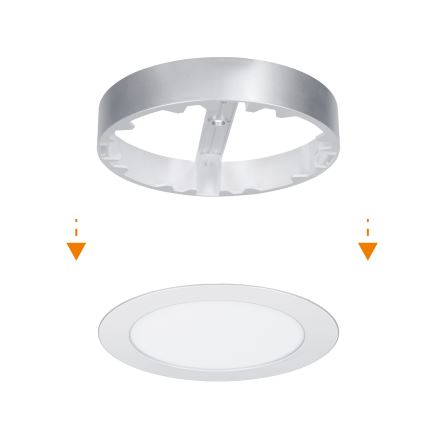 Pannello LED 2-in-1 da applicare/da incasso 12W 230V 3000/4000/6000K Ø17cm IP54 Argento