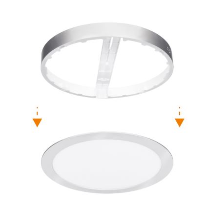 Pannello LED 2 in 1 da incasso o a superficie 18W/230V 3000/4000/6000K Ø 22,5 cm IP54 argento