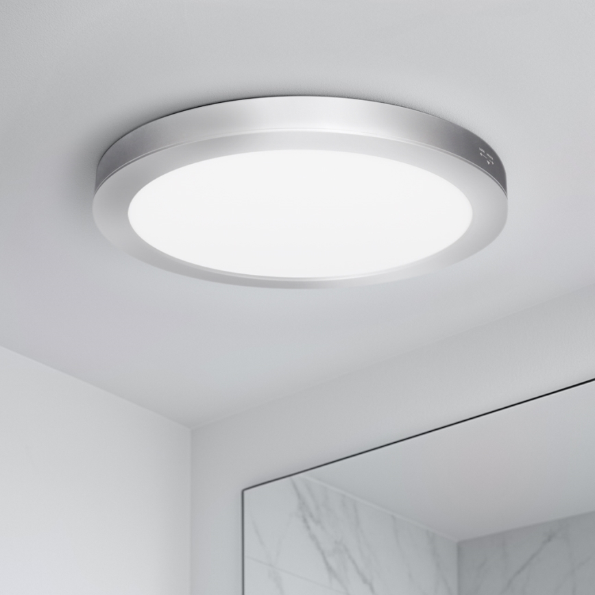 Plafoniera/pannello LED 2-in-1 a superficie/da incasso 24W/230V 3000/4000/6000K Ø 30 cm IP54 argento