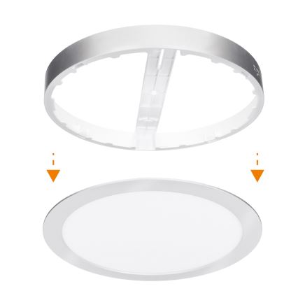 Plafoniera/pannello LED 2-in-1 a superficie/da incasso 24W/230V 3000/4000/6000K Ø 30 cm IP54 argento