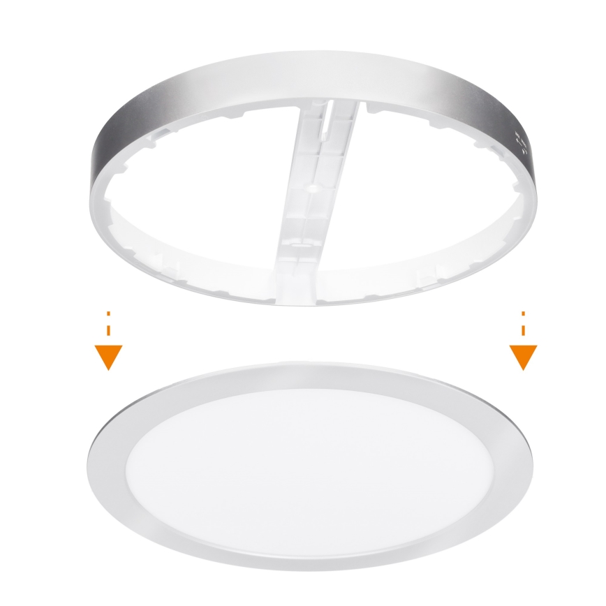 Plafoniera/pannello LED 2-in-1 a superficie/da incasso 24W/230V 3000/4000/6000K Ø 30 cm IP54 argento