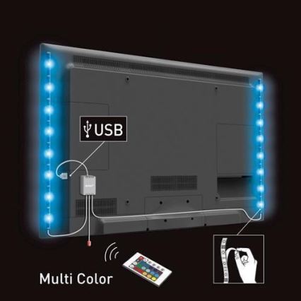 KIT 2x Striscia LED RGB per TV con telecomando LED/USB 2x50cm