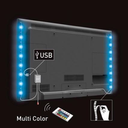 KIT 2x Striscia LED RGB per TV con telecomando LED/USB 50cm