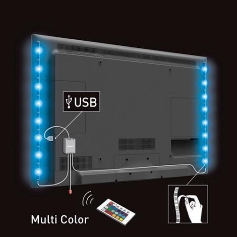 Solight WM504 - KIT 2x Striscia LED RGB per TV con telecomando LED/USB  2x50cm