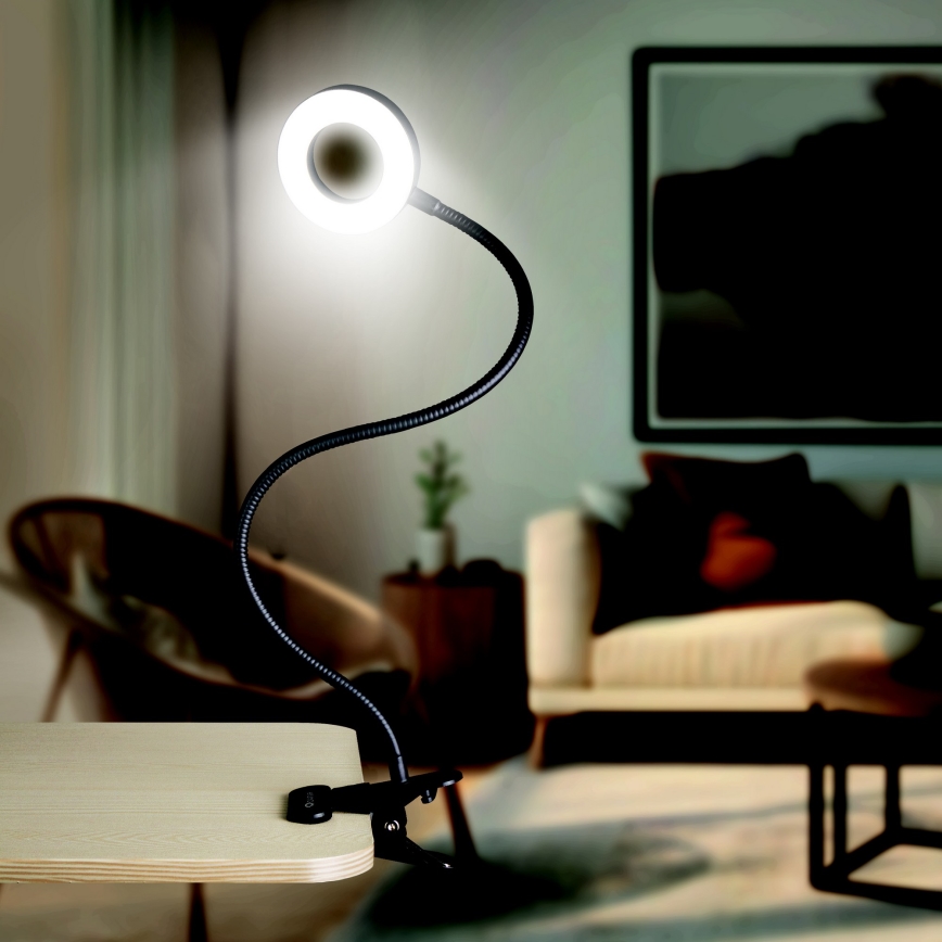 Lampada da tavolo dimmerabile a LED con morsetto LED/8W/230V 3000/4000/5000K nera