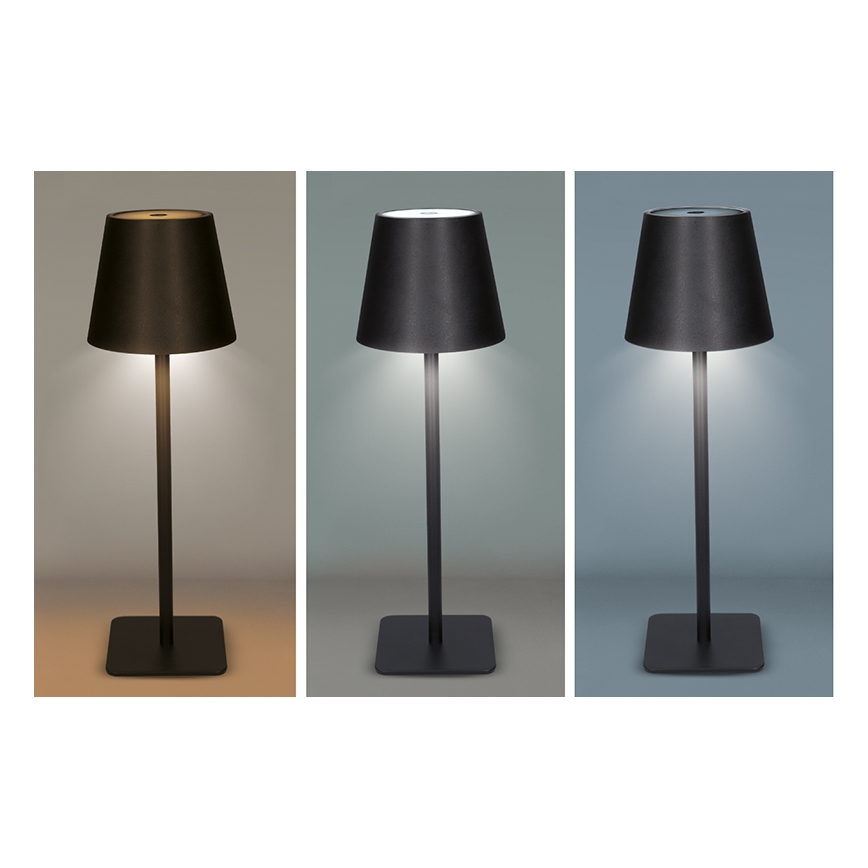 Lampada da tavolo ricaricabile a LED dimmerabile a sfioramento LUCCA LED/3,7V 3000/4000/6500K 2000 mAh nera