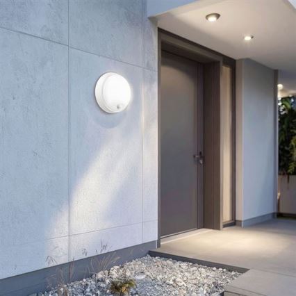 Applique da esterno a LED con sensore 2-in-1, 20W, 230V, 3000/4000/6500K, IP65, Ø 22 cm