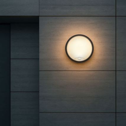 Applique da esterno a LED con sensore 2-in-1, 20W, 230V, 3000/4000/6500K, IP65, Ø 22 cm