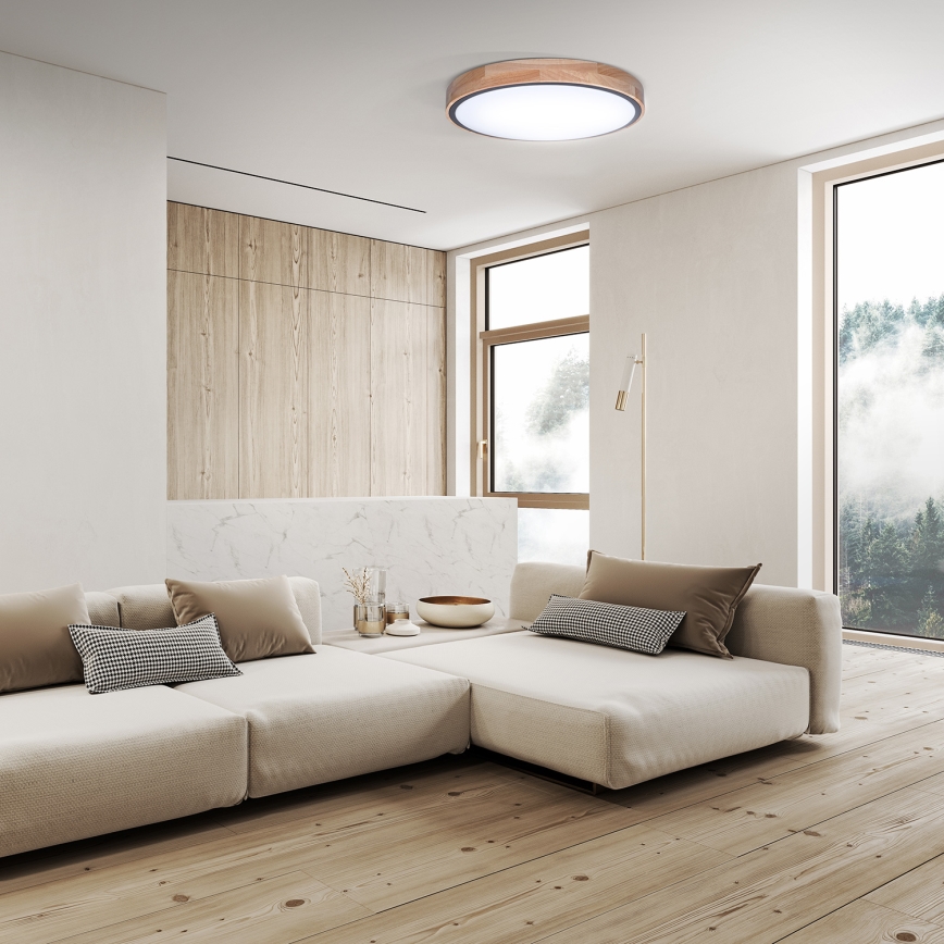 Lampada da soffitto dimmerabile LED IRON OAK LED/48W/230V 3000-6500K rovere Ø 40 cm con telecomando