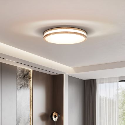 Lampada da soffitto dimmerabile LED WOODY LED/60W/230V 3000-6500K rovere Ø 50 cm con telecomando