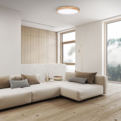 Plafoniera LED dimmerabile SOLID OAK LED/48W/230V 3000-6500K quercia diametro 39 cm + telecomando