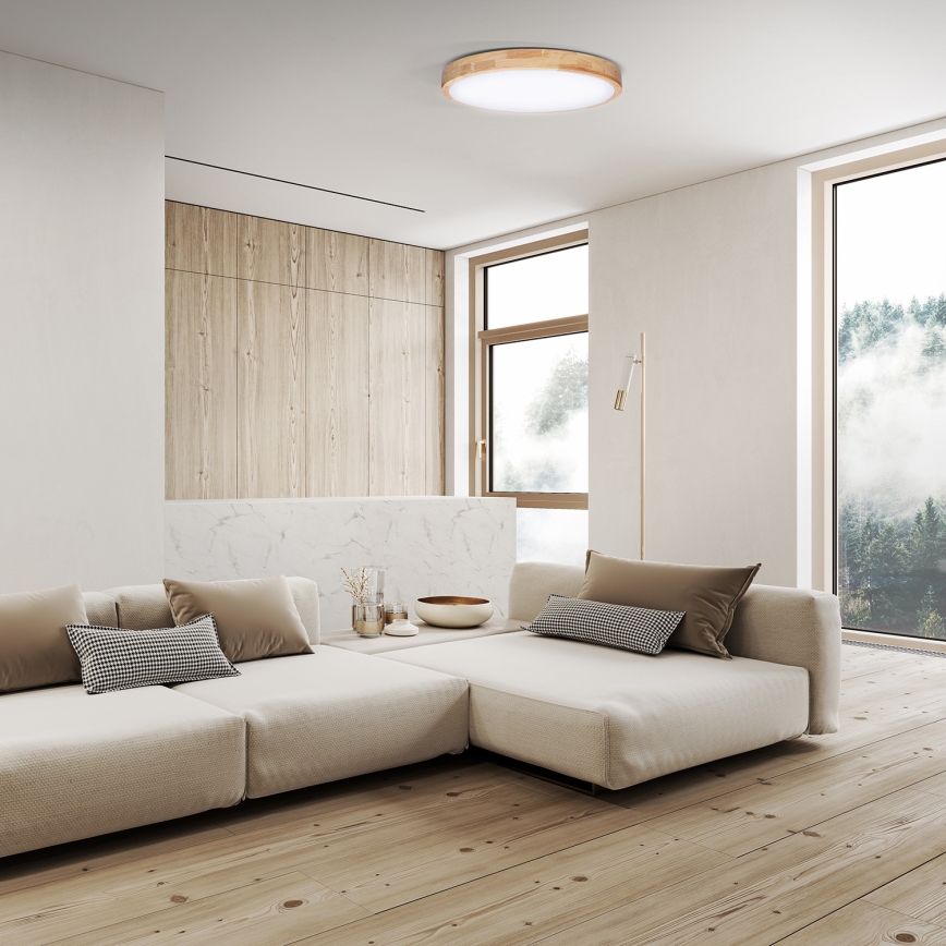 Plafoniera LED dimmerabile SOLID OAK LED/48W/230V 3000-6500K quercia diametro 39 cm + telecomando