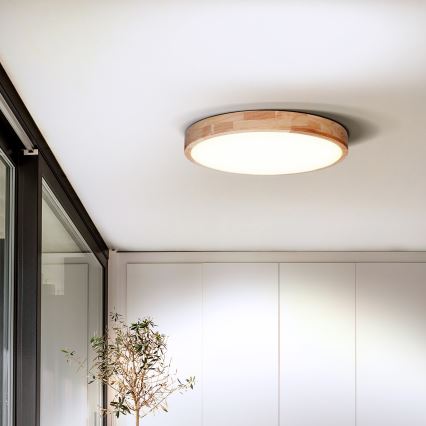 Plafoniera LED dimmerabile SOLID OAK LED/48W/230V 3000-6500K quercia diametro 39 cm + telecomando