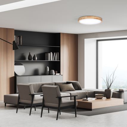 Plafoniera LED dimmerabile SOLID OAK LED/48W/230V 3000-6500K quercia diametro 39 cm + telecomando