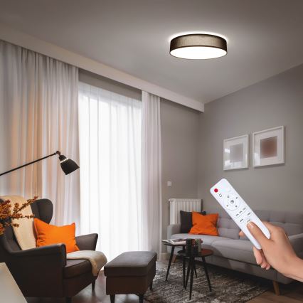 Plafoniera LED dimmerabile PENLEY LED/48W/230V 3000-6500K diametro 40 cm nero + telecomando