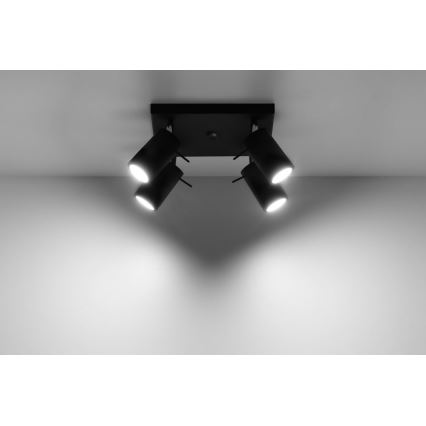 Faretto RING 4 4xGU10/10W/230V nero