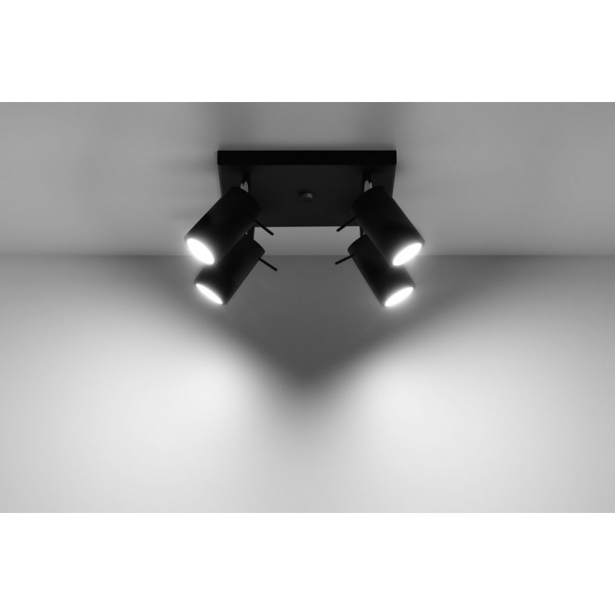 Faretto RING 4 4xGU10/10W/230V nero