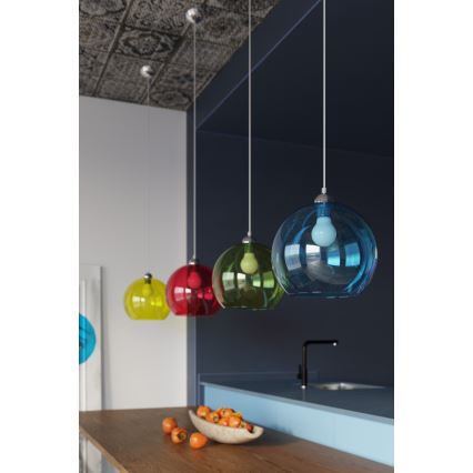 Lampadario a cavo BALL 1xE27/15W/230V Ø 30 cm trasparente/cromo lucido