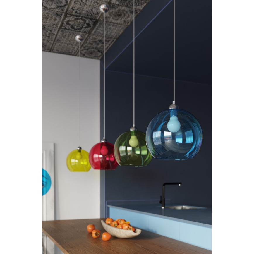 Lampadario a cavo BALL 1xE27/15W/230V Ø 30 cm trasparente/cromo lucido