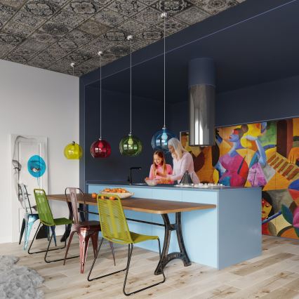 Lampadario a sospensione con cavo BALL 1xE27/15W/230V Ø 30 cm trasparente