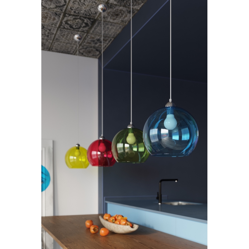 Lampadario a sospensione con cavo BALL 1xE27/15W/230V Ø 30 cm trasparente