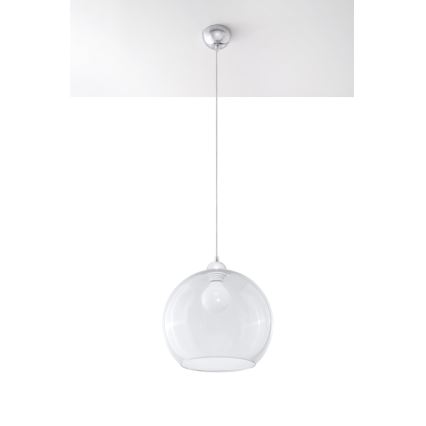 Lampadario a sospensione con cavo BALL 1xE27/15W/230V Ø 30 cm trasparente