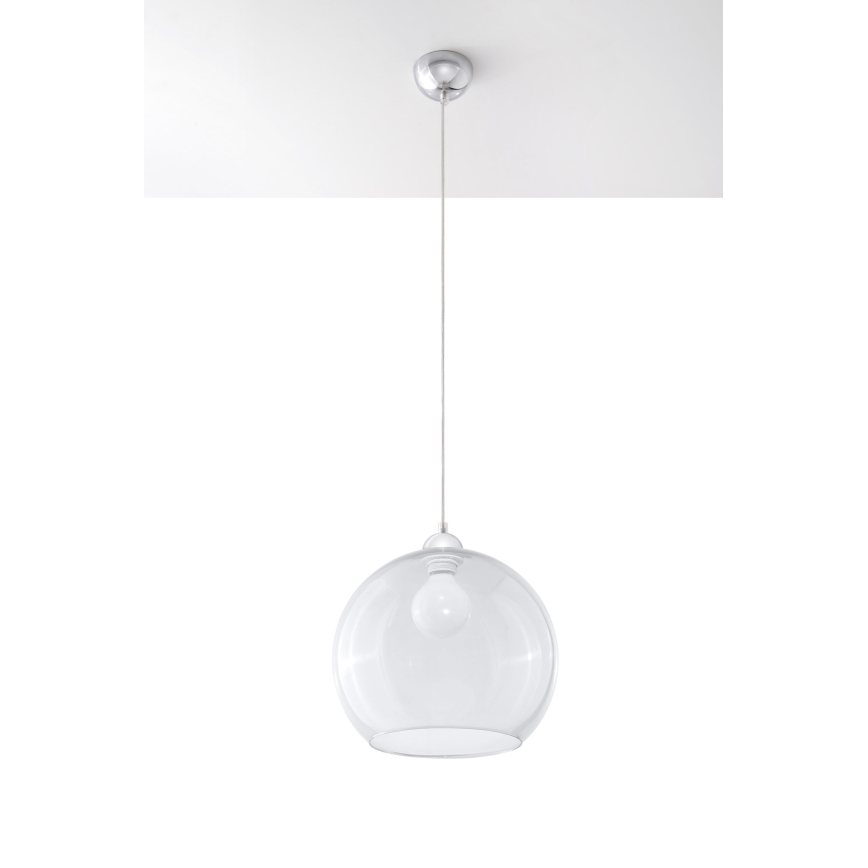 Lampadario a sospensione con cavo BALL 1xE27/15W/230V Ø 30 cm trasparente