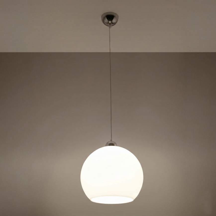 Lampadario a cavo BALL 1xE27/15W/230V Ø 30 cm bianco