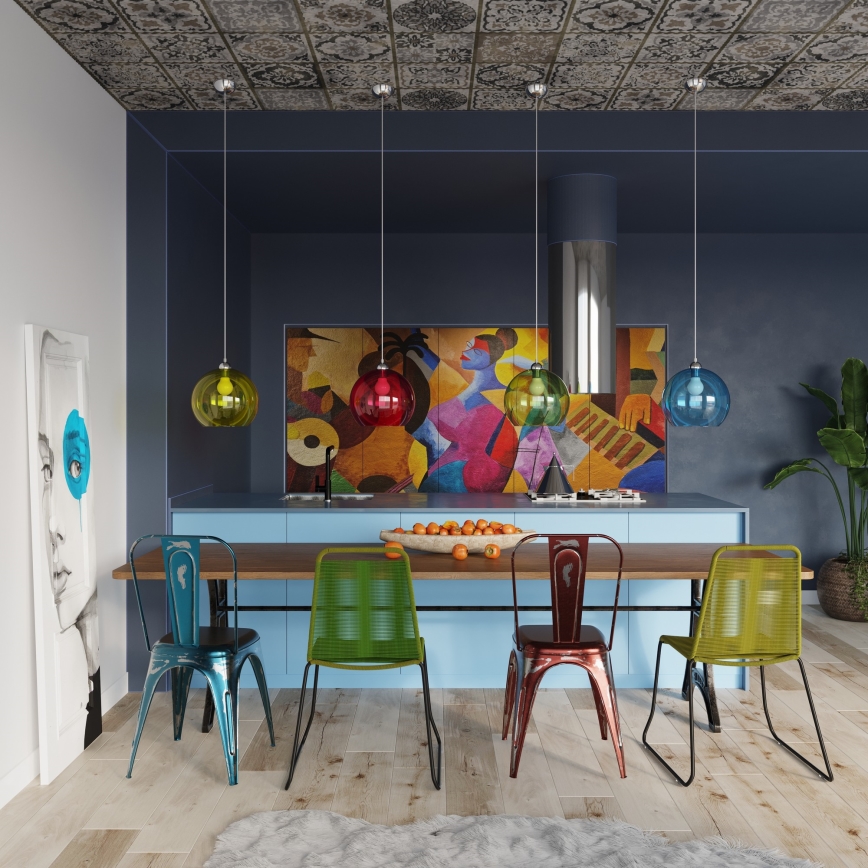 Lampadario a cavo BALL 1xE27/15W/230V Ø 30 cm bianco