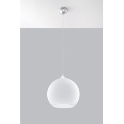 Lampadario a cavo BALL 1xE27/15W/230V Ø 30 cm bianco