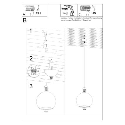 Lampadario a sospensione su cavo BALL 1xE27/15W/230V Ø 30 cm bianco/cromo lucido