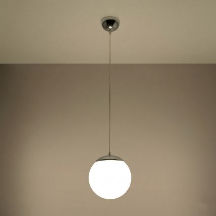 Lampada a sospensione su cavo UGO 1xE27/15W/230V Ø 20 cm bianco/cromo lucido