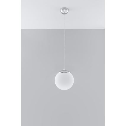 Lampada a sospensione su cavo UGO 1xE27/15W/230V Ø 20 cm bianco/cromo lucido