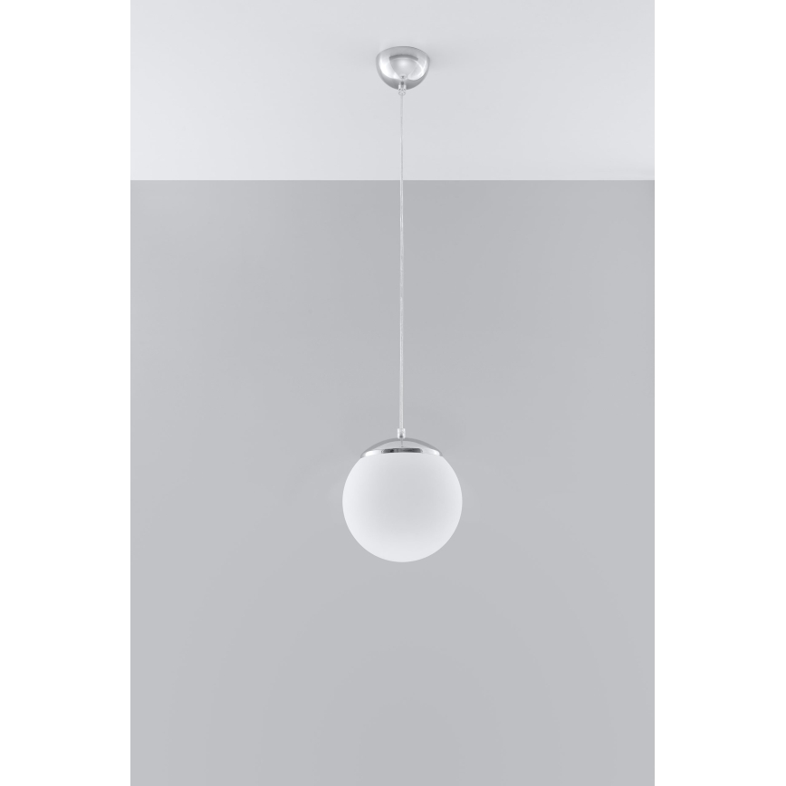 Lampada a sospensione su cavo UGO 1xE27/15W/230V Ø 20 cm bianco/cromo lucido