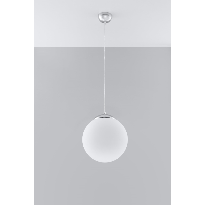 Lampadario sospeso a cavo UGO 1xE27/15W/230V Ø 30 cm bianco/cromo lucido