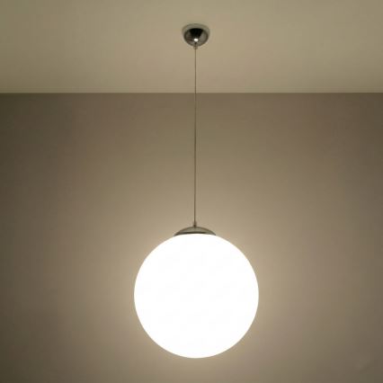Lampada a sospensione con cavo UGO 1xE27/15W/230V Ø 40 cm bianco/cromo lucido